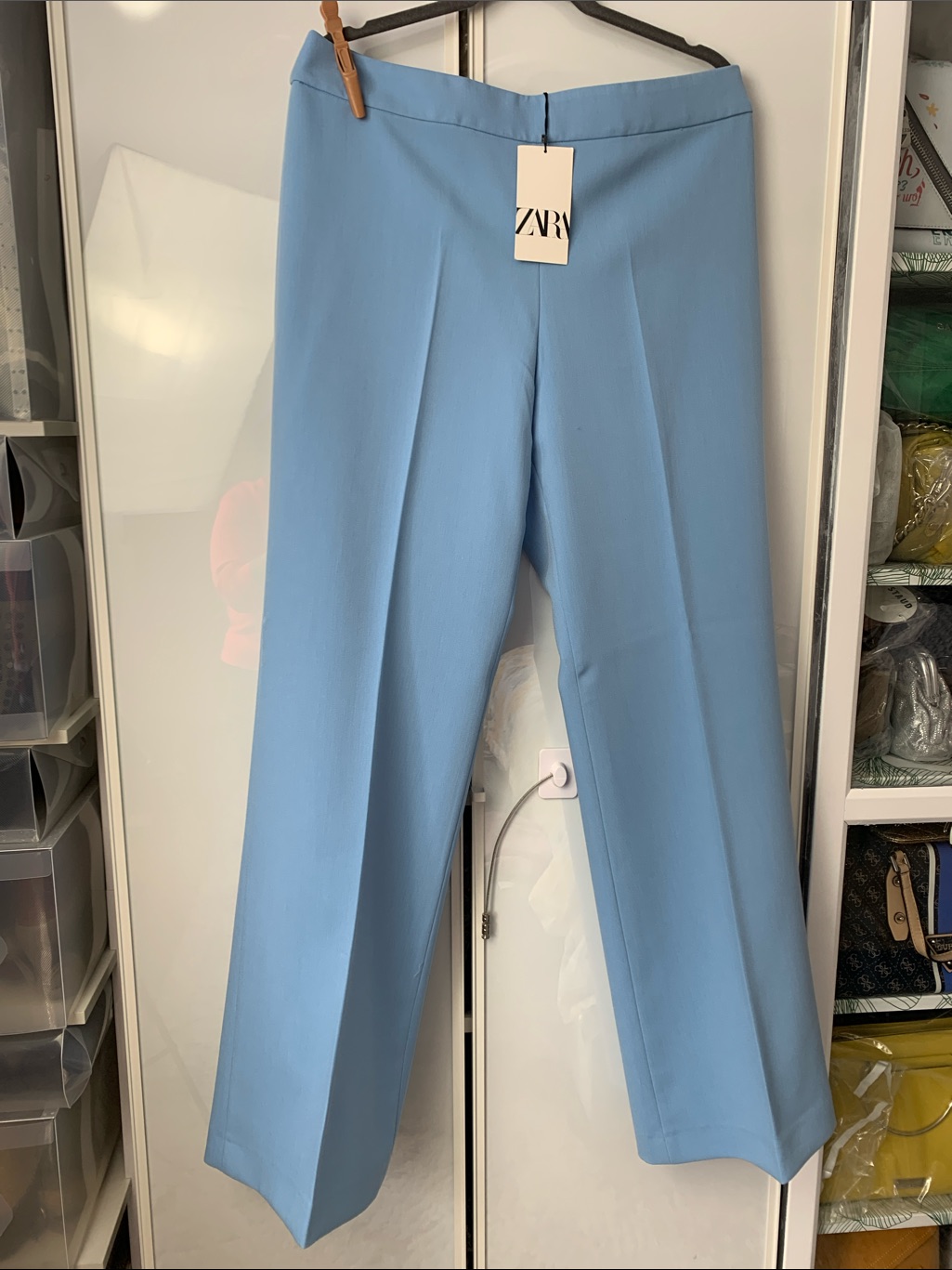 Zara Sky Blue Tailored Wide-Leg Trousers